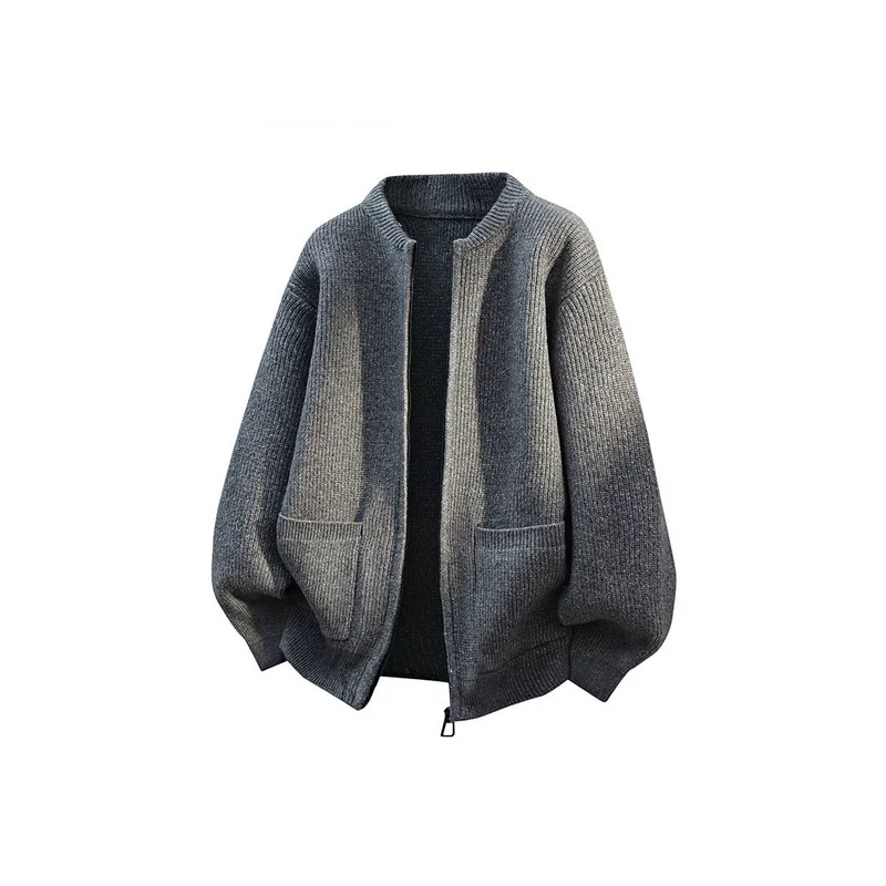 Herren Oversize-Strickjacke mit Zwei-Wege-Reißverschluss, geripptem Bund und aufgesetzten Taschen Nord Taschen