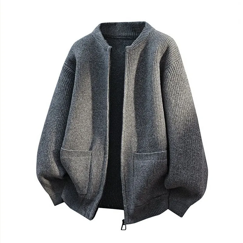 Herren Oversize-Strickjacke mit Zwei-Wege-Reißverschluss, geripptem Bund und aufgesetzten Taschen Nord Taschen