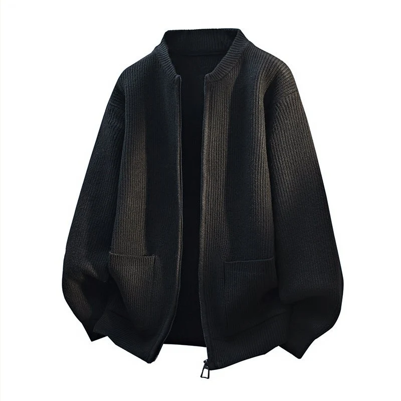 Herren Oversize-Strickjacke mit Zwei-Wege-Reißverschluss, geripptem Bund und aufgesetzten Taschen Nord Taschen