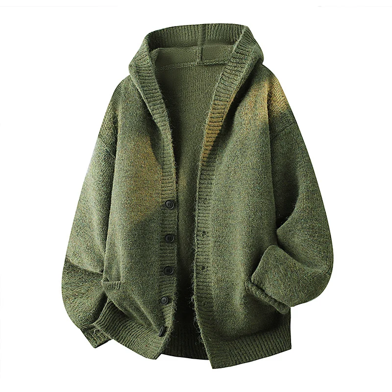 Herren Oversize-Strickcardigan mit Schalkragen, Knopfleiste und Eingrifftaschen Nord Taschen