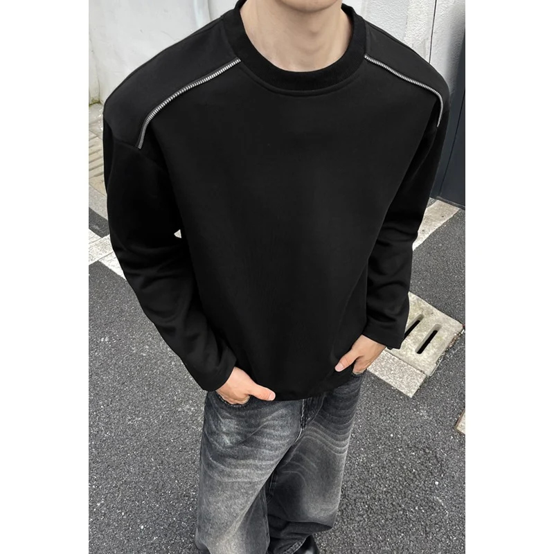 Herren Oversize-Rundhals-Sweatshirt mit überschnittener Schulter und dekorativen Steppnähten Nord Taschen