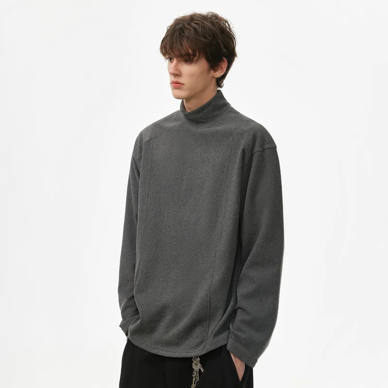 Herren Oversize Rollkragenpullover aus weichem Baumwoll‑Mix mit Raglanärmeln Nord Taschen