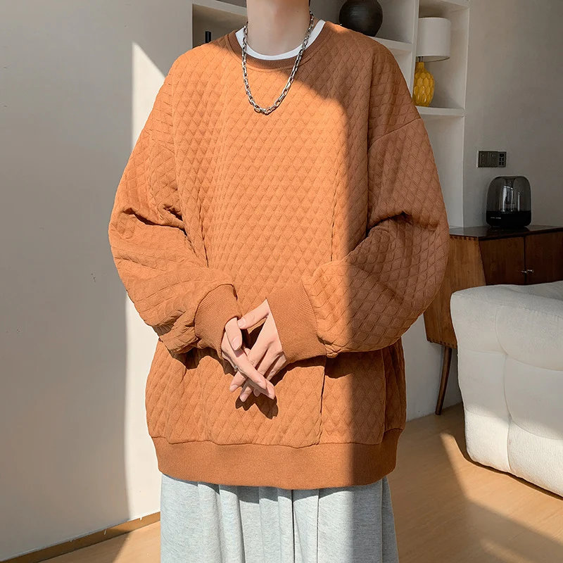 Herren Oversize-Quilt-Sweatshirt mit Rautenmuster und gerippten Bündchen Nord Taschen