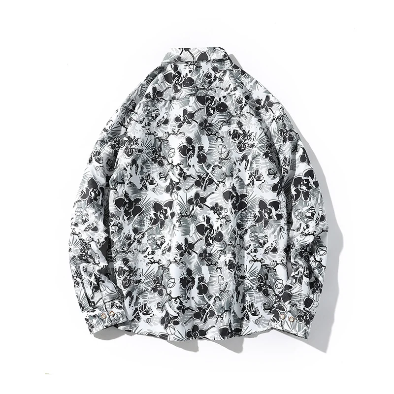Herren Oversize-Knopfhemd mit grafischem Allover-Print und lockerem Relaxed-Schnitt Nord Taschen