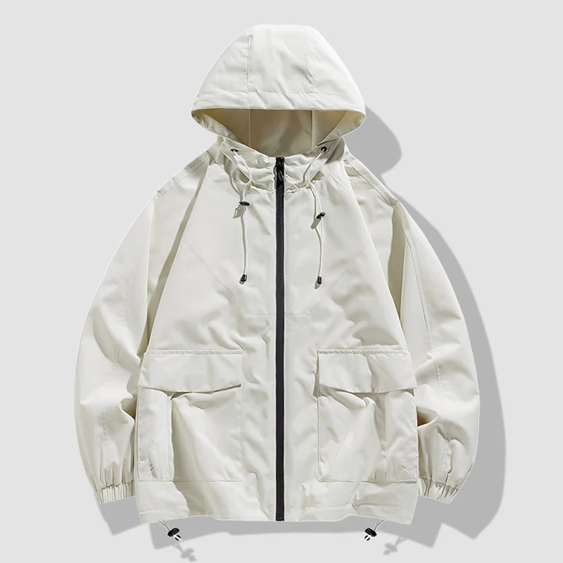 Herren Oversize Kapuzen-Windbreaker mit Multi‑Taschen, Mesh‑Einsätzen und Kordelzug Nord Taschen