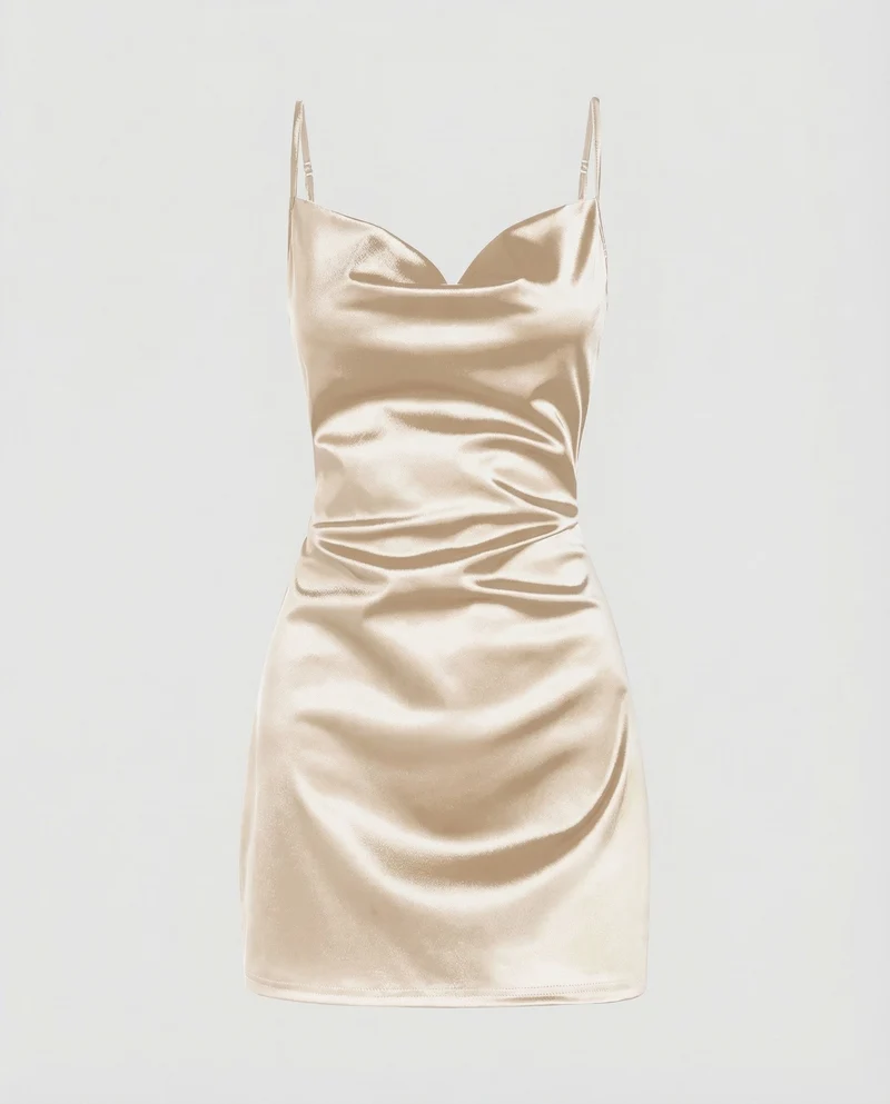 Damen Schimmernde Seitliche-Drapierung Satin-Minikleid - Vittorelli