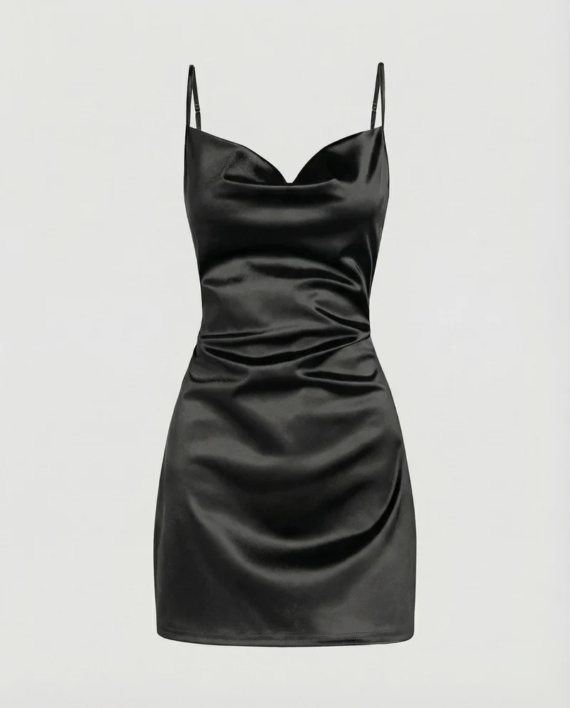 Damen Schimmernde Seitliche-Drapierung Satin-Minikleid - Vittorelli