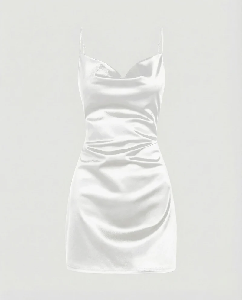 Damen Schimmernde Seitliche-Drapierung Satin-Minikleid - Vittorelli