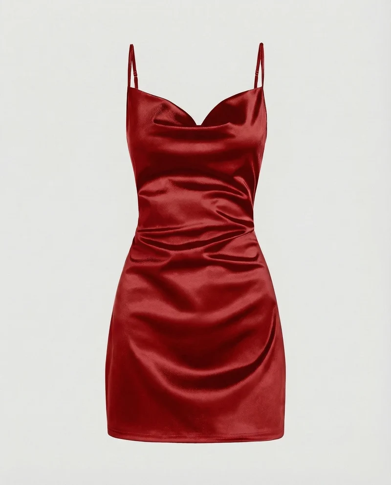 Damen Schimmernde Seitliche-Drapierung Satin-Minikleid - Vittorelli