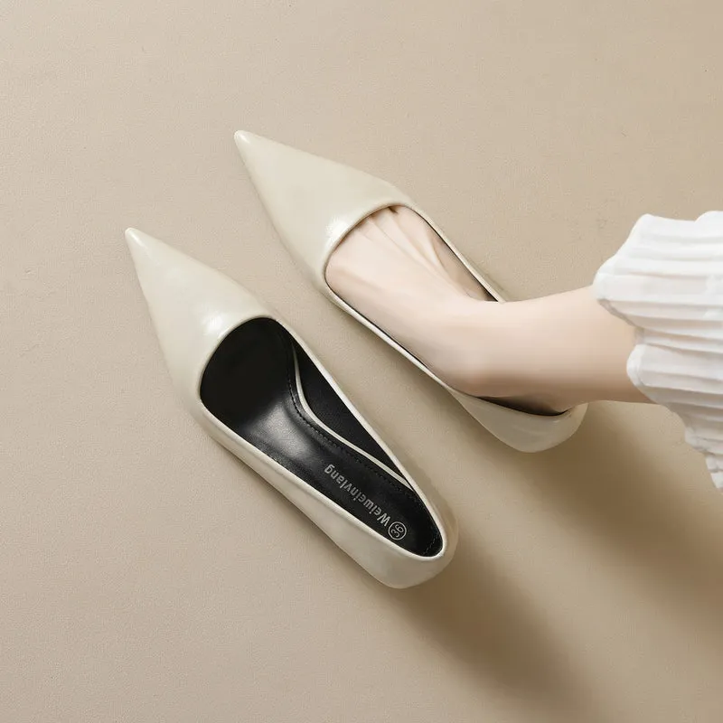 Damen elegante spitze Pumps mit komfortablem Blockabsatz