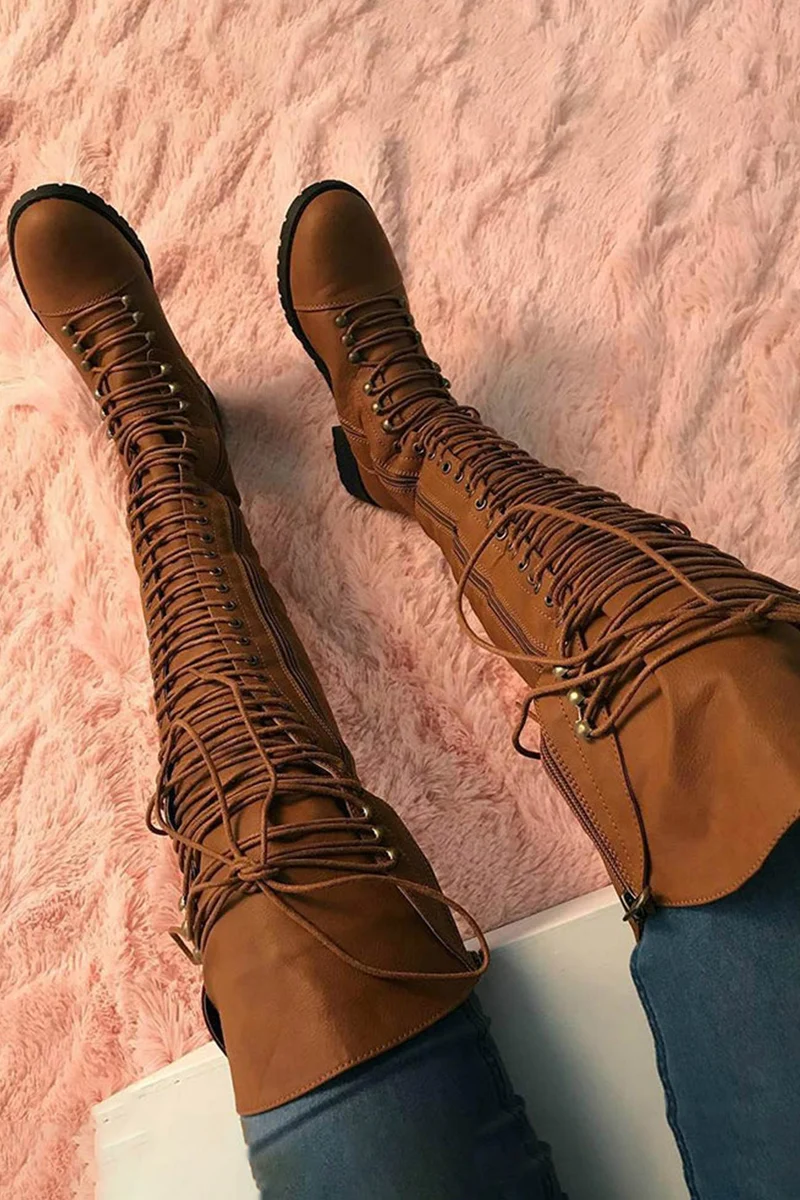 Over-The-Knee Stiefel mit Schnürsenkeln