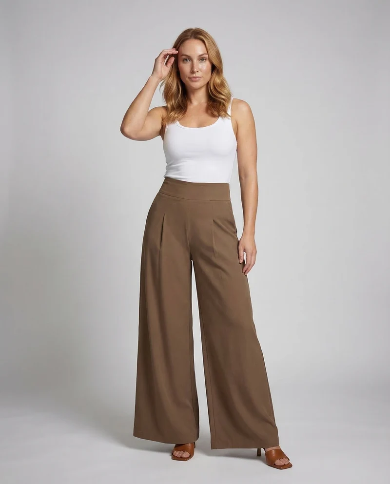 Damen Palazzo Hose Extraweit High Waist