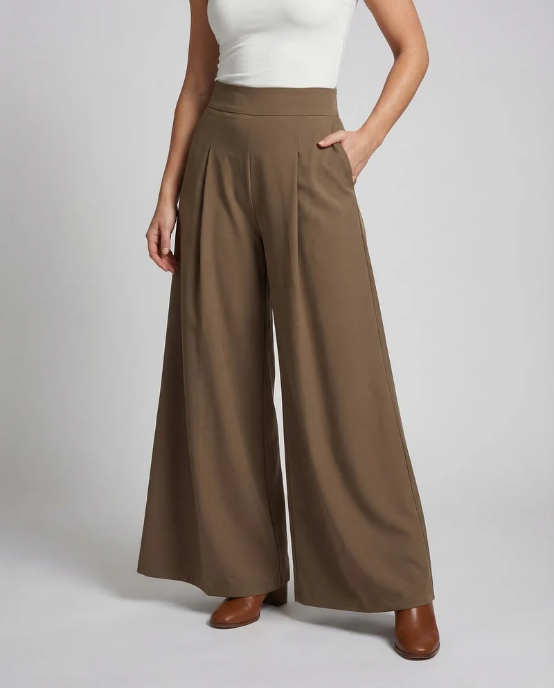 Damen Palazzo Hose Extraweit High Waist
