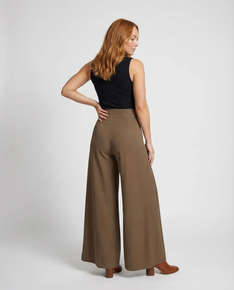 Damen Palazzo Hose Extraweit High Waist