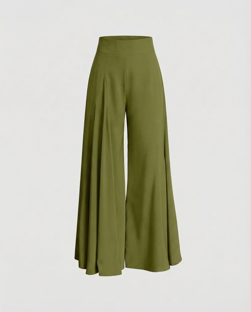 Damen Palazzo Hose Extraweit High Waist