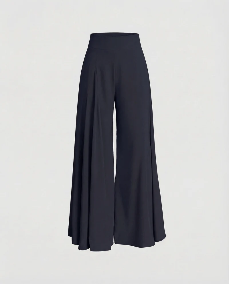 Damen Palazzo Hose Extraweit High Waist