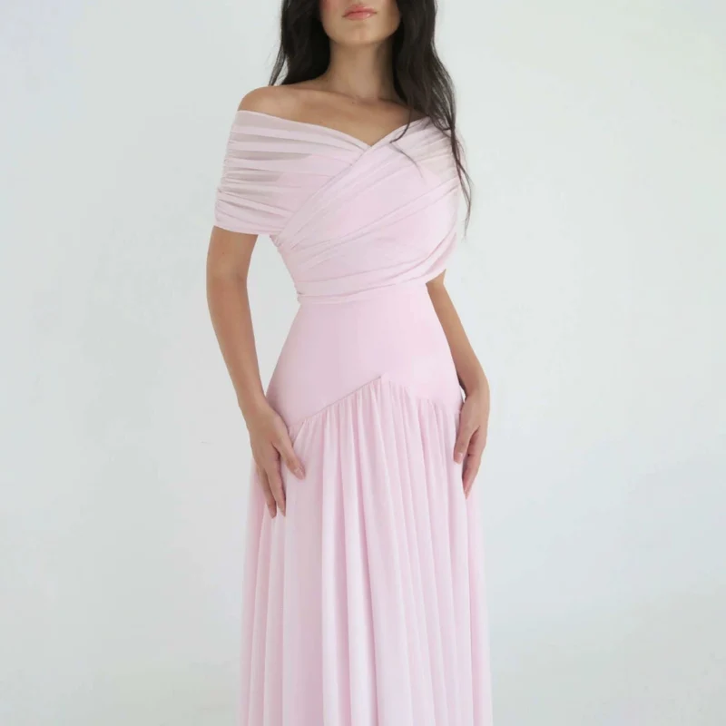 Damen Elegantes Maxikleid mit Wickeloptik und transparenten Ärmeln Nord Taschen