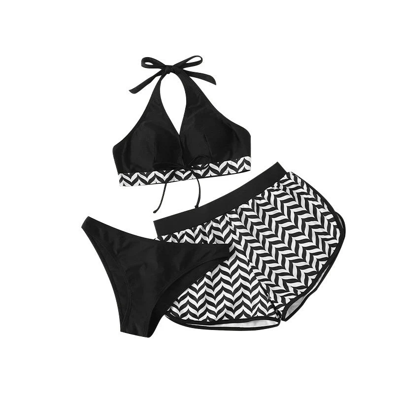 Damen Sportliches Bikini-Set mit hochgeschlossenem Oberteil und lässigen Shorts Nord Taschen