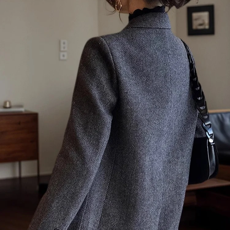 Damen Klassischer Tweedblazer Nord Taschen
