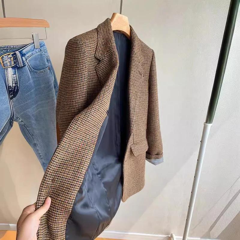 Damen Klassischer Tweed Blazer Nord Taschen