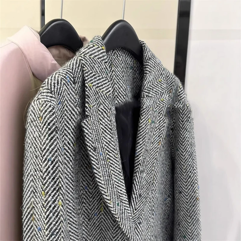 Damen Klassischer Herringbone Blazer Nord Taschen