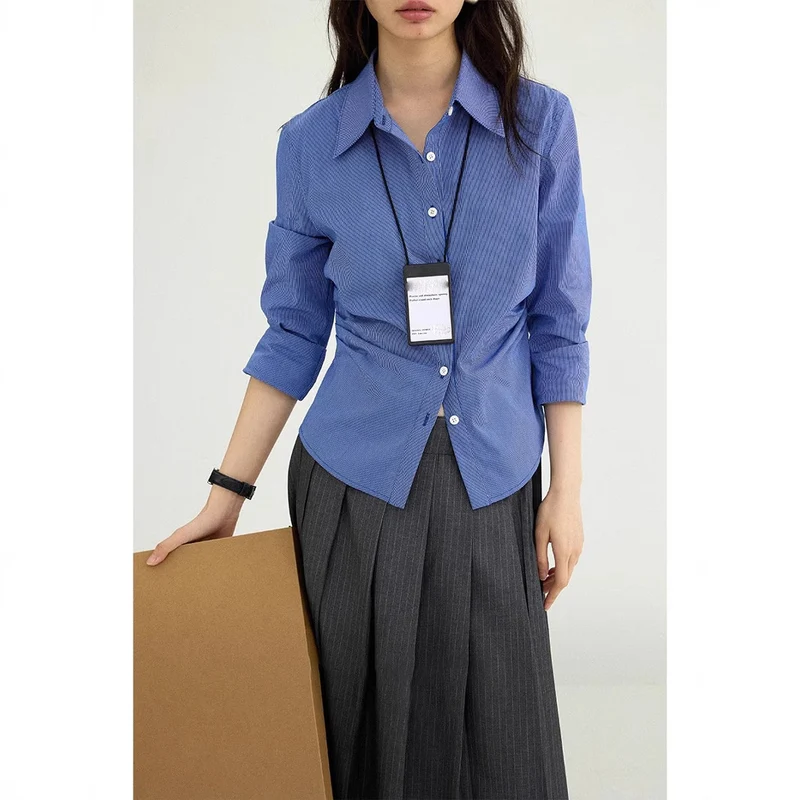 Damen Klassische Hemdbluse mit feinem Streifenmuster Nord Taschen