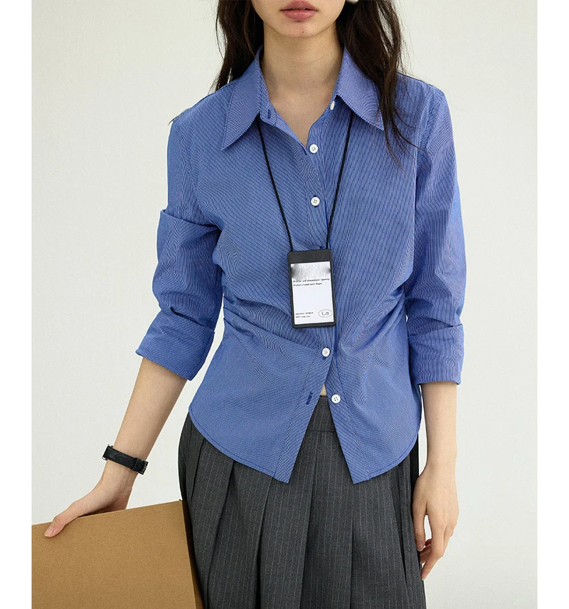 Damen Klassische Hemdbluse mit feinem Streifenmuster Nord Taschen