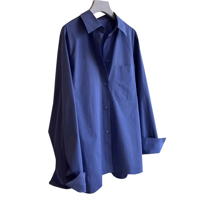 Damen Klassische Hemdbluse mit breitem Kragen Nord Taschen