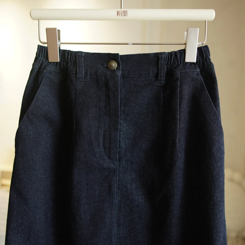 Damen Jeans-Midirock mit elastischem Bund Nord Taschen