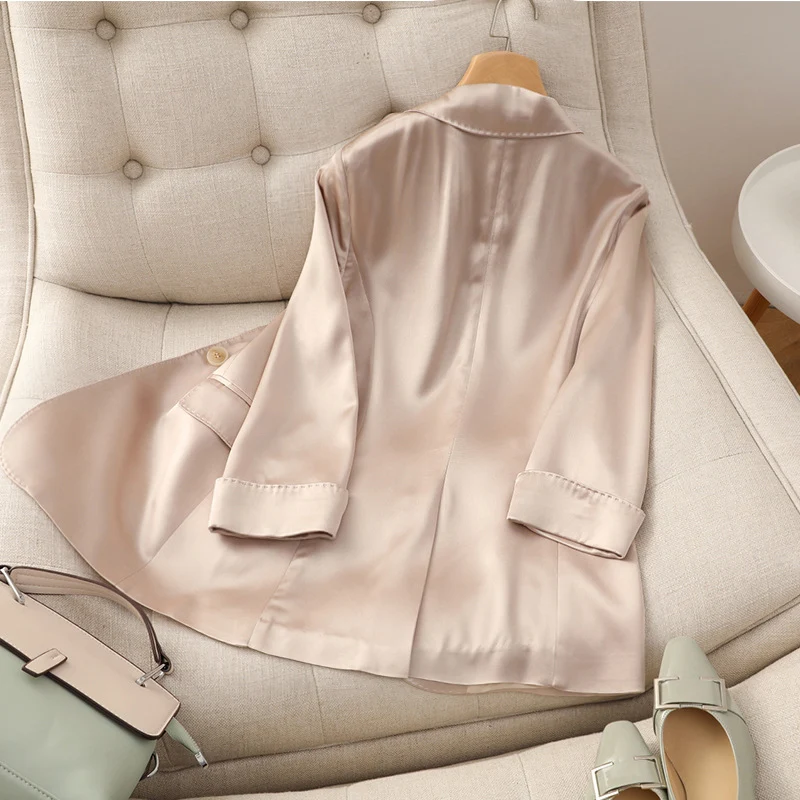Damen Hochwertiger Satin-Blazer Nord Taschen