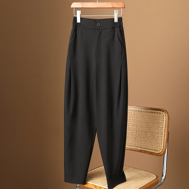 Damen Hoch taillierte, bequeme Stoffhose Nord Taschen
