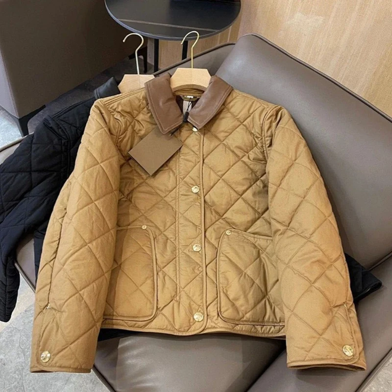 Damen gesteppte Übergangsjacke mit Lederkragen Nord Taschen