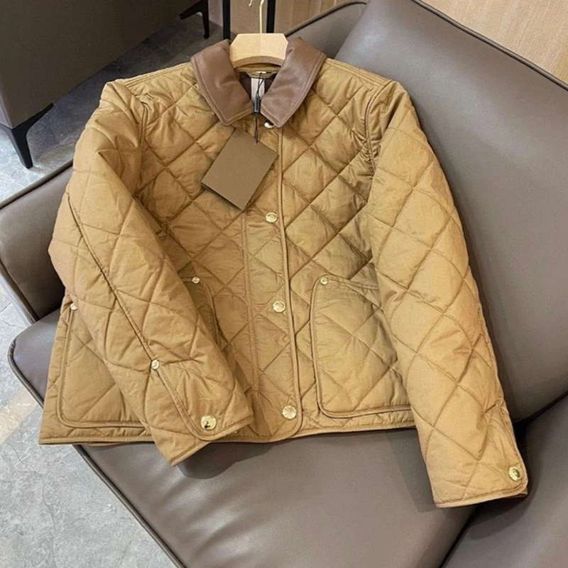 Damen gesteppte Übergangsjacke mit Lederkragen Nord Taschen