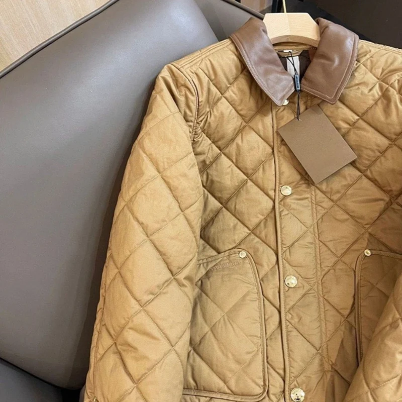 Damen gesteppte Übergangsjacke mit Lederkragen Nord Taschen