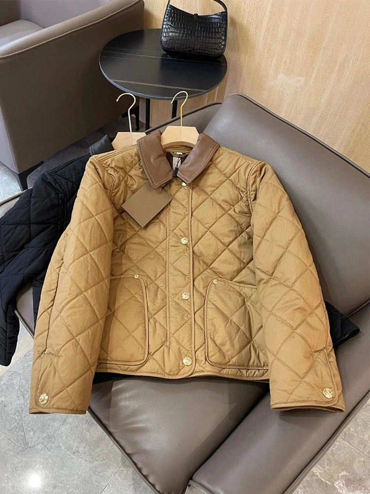 Damen gesteppte Übergangsjacke mit Lederkragen Nord Taschen