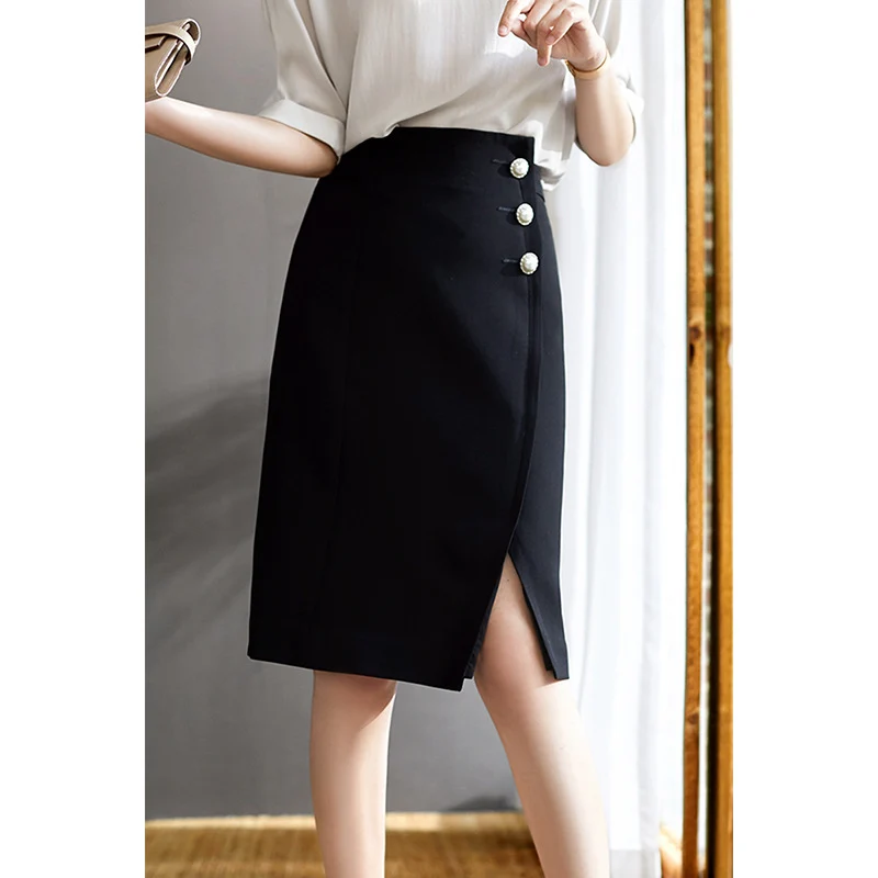 Damen Figurbetonter Bleistiftrock mit Knopfdetails Nord Taschen
