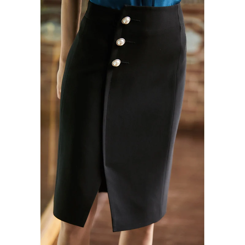 Damen Figurbetonter Bleistiftrock mit Knopfdetails Nord Taschen