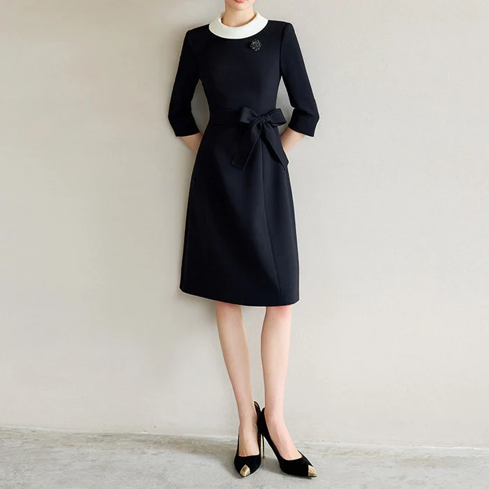 Damen Elegantes Midikleid mit Taillengürtel Nord Taschen