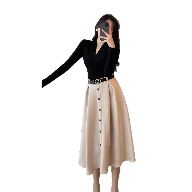 Damen Elegantes Midikleid mit Knopfleiste Nord Taschen