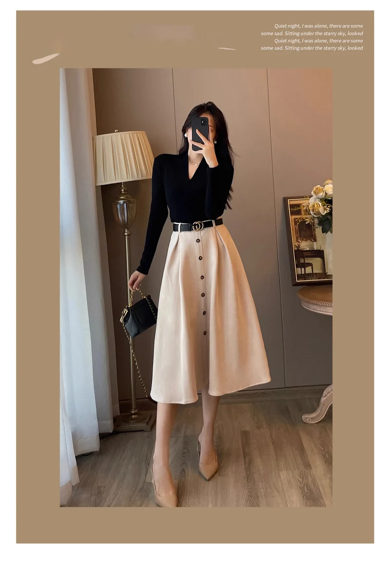 Damen Elegantes Midikleid mit Knopfleiste Nord Taschen