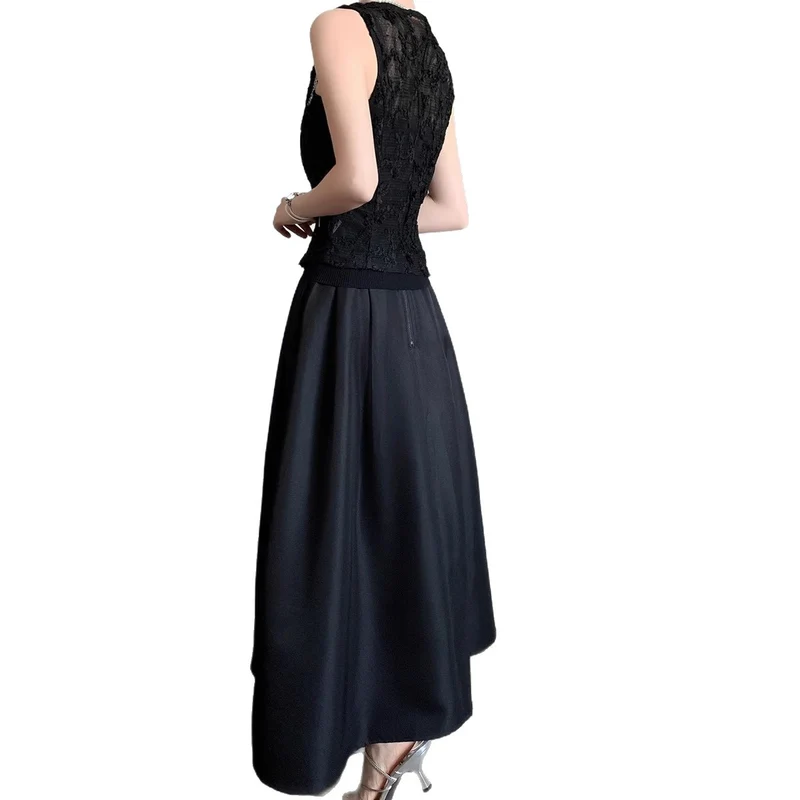 Damen Elegantes Langes Kleid mit Taillengürtel Nord Taschen