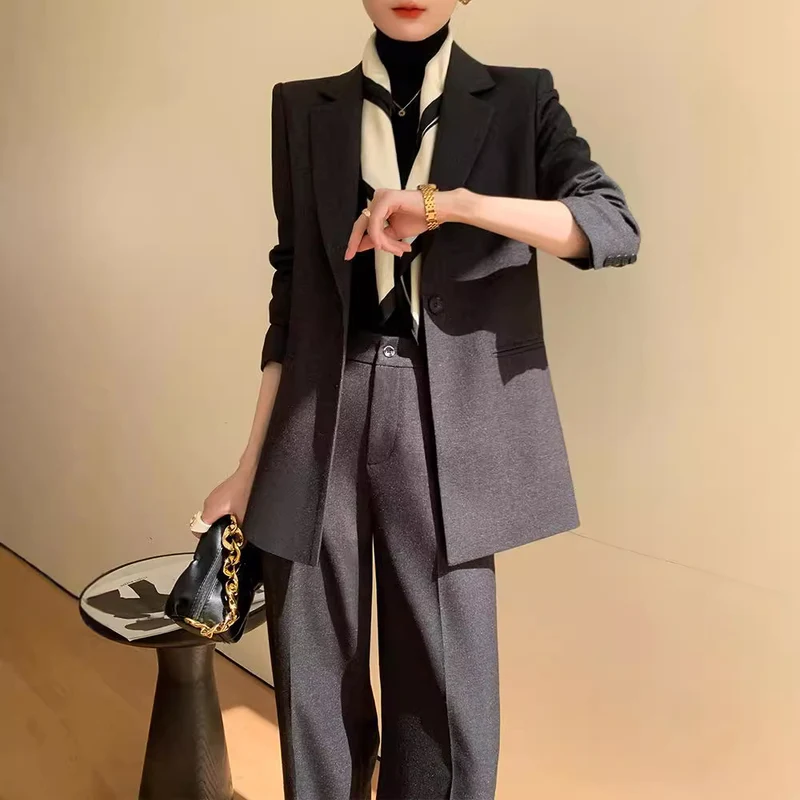 Damen Elegantes Blazer Set mit Taillengürtel Nord Taschen