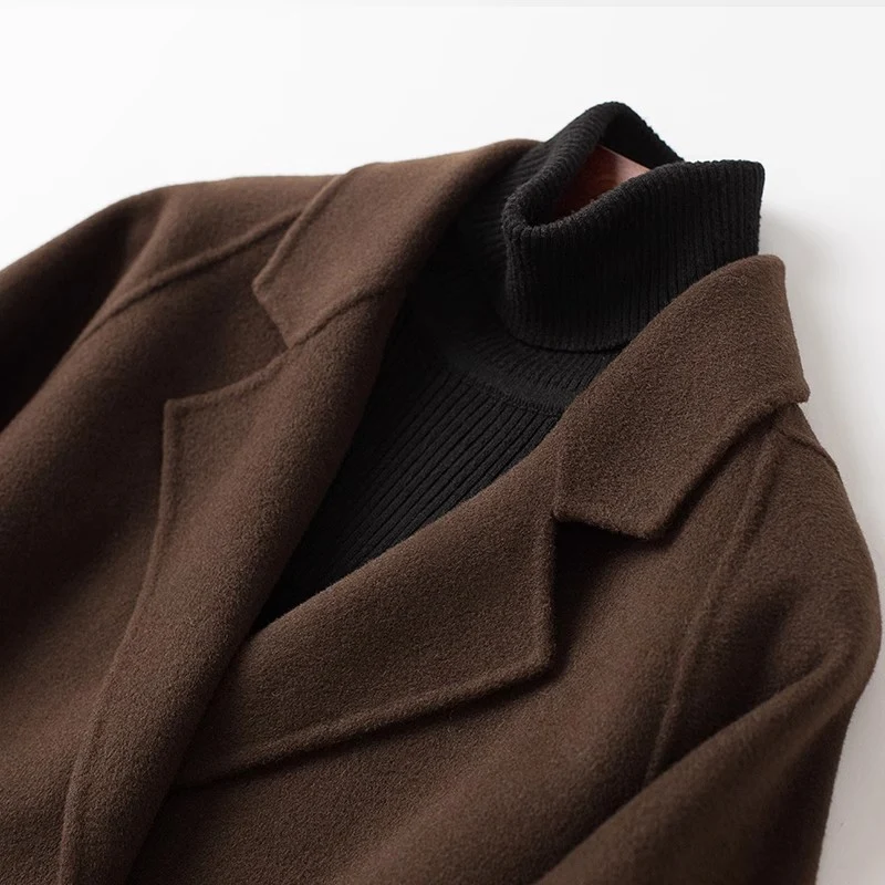 Damen Eleganter Wollmantel mit Abnehmbarer Kapuze Nord Taschen