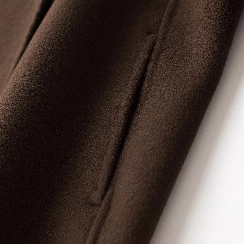 Damen Eleganter Wollmantel mit Abnehmbarer Kapuze Nord Taschen