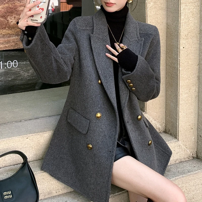 Damen Eleganter Wollmantel Nord Taschen