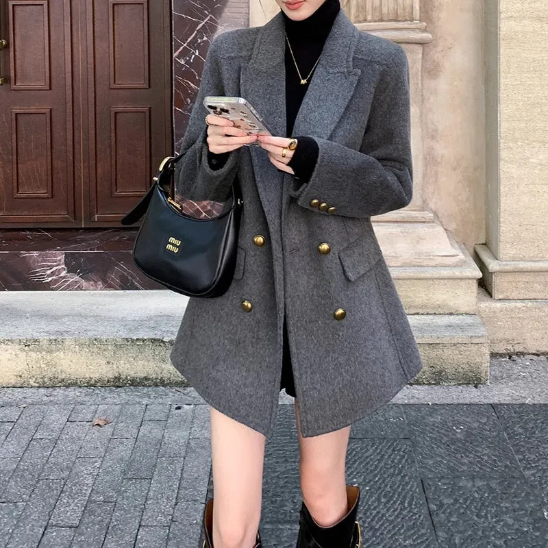 Damen Eleganter Wollmantel Nord Taschen