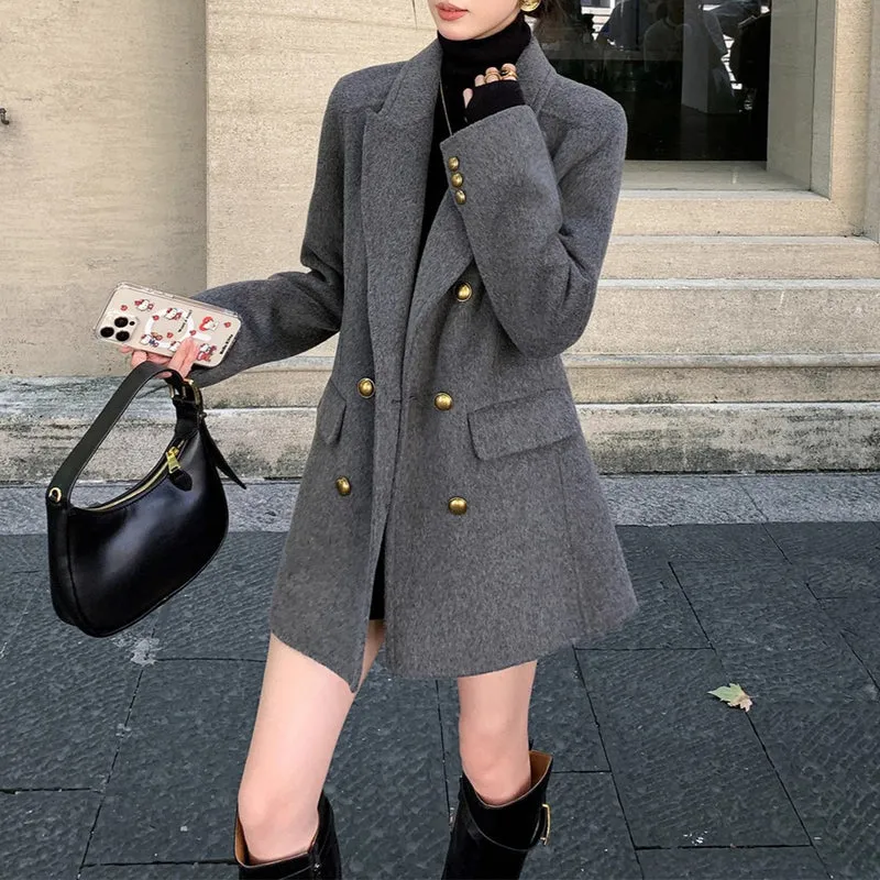 Damen Eleganter Wollmantel Nord Taschen