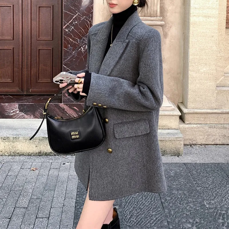 Damen Eleganter Wollmantel Nord Taschen