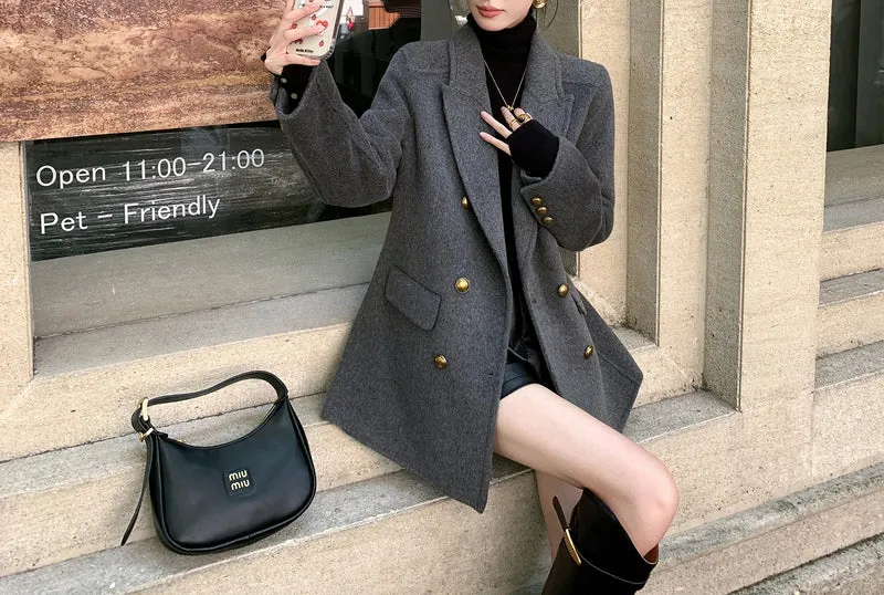 Damen Eleganter Wollmantel Nord Taschen