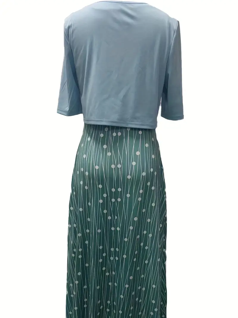 Nord Taschen | Elegante Zweiteilige Blumenkleid-Set mit Einfarbigem Crop-Top und Rundhalskleid